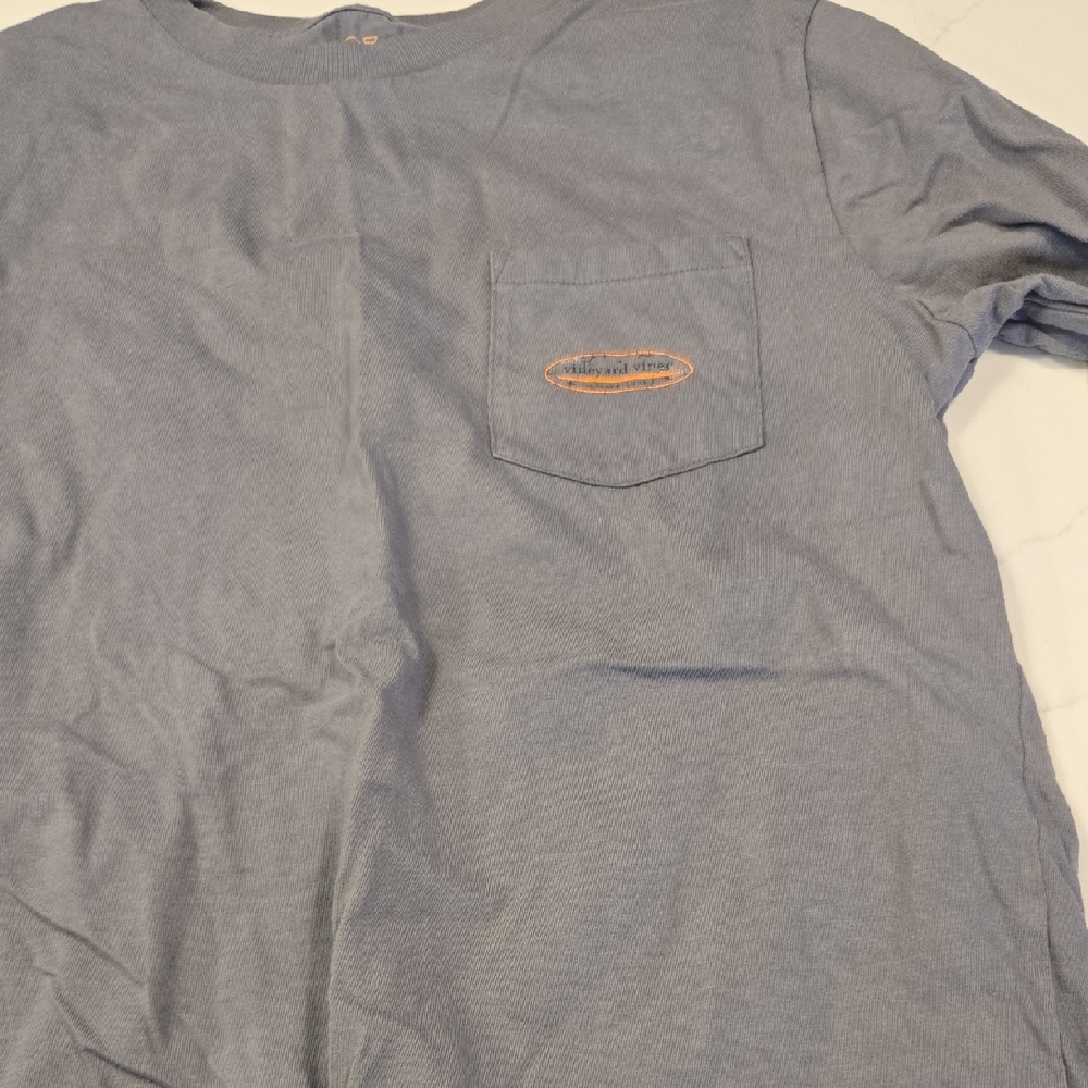 Vineyard Vines Blue Long Sleeve Tee with Pocket